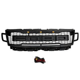 Front Grille for 2018-2021 Ford Expedition Raptor Upper Bumper Grill Black w/LED