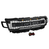 Front Grille for 2018-2021 Ford Expedition Raptor Upper Bumper Grill Black w/LED