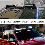 Roof Light Lamp Bar for 2019-2024 Ram 1500 Universal Front Top Running Lights with Remote Control and Wiring Harness, Gloss Black