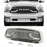 Chrome Big Horn Style Front Grille For 2013 2014 2015 2016 2017 2018 Dodge RAM 1500 Upper Bumper Grill  w/ Letters