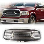 Chrome Big Horn Style Front Grille For 2013 2014 2015 2016 2017 2018 Dodge RAM 1500 Upper Bumper Grill  w/ Letters