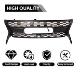 Front Grille for 2012-2015 Lexus LX570 TRD Style High-Quality ABS Plastic Bumper Grill with 4 Amber LED Lights and Letters (Matte Black)