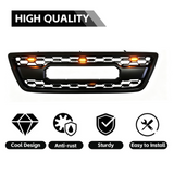 Front Grille for 1998-2002 Lexus LX470 High-Quality ABS Plastic Bumper Grill with 4 Amber LED Lights and Letters (Matte Black)
