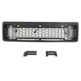 Grille for 1987-1991 Ford F150 Raptor Grill with F&R Letters and LEDs Matte Black