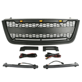 Front Grille for 2003 2004 2005 2006 Ford Expedition Raptor Upper Bumper Grill w/LED Lights