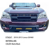 Front Grille for 2010-2013 Lexus GX460 High-Quality ABS Plastic Bumper Grill with 4 Amber LED Lights and Letters (Matte Black)