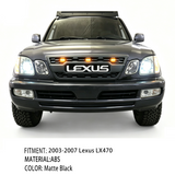 Front Grille for 2003-2007 Lexus LX470 Matte Black, with  LED Lights and Letters Grill