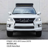 Front Grille for 2012-2015 Lexus LX570 TRD Style High-Quality ABS Plastic Bumper Grill with 4 Amber LED Lights and Letters (Matte Black)