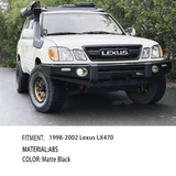 Front Grille for 1998-2002 Lexus LX470 High-Quality ABS Plastic Bumper Grill with 4 Amber LED Lights and Letters (Matte Black)