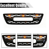 Front Grille for 1998-2002 Lexus LX470 High-Quality ABS Plastic Bumper Grill with 4 Amber LED Lights and Letters (Matte Black)