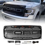 2009 2010 2011 2012 2013 2014 Ford F150 Raptor Style Grill Front Bumper Grille w/LED Lights Matte Black