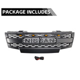 Front Black Grille for 2009-2016 Nissan Frontier Grill with Letters and Lights