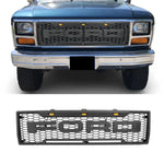 Raptor Style Grille For 1980 1981 1982 1983 1984 1985 1986 Ford F150 Bronco Grill w/Letters & Lights Black