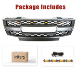 CNCT 2009-2015 Nissan Frontier Raptor Style Front Grill Grille W/ Emblem and LED Lights