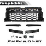 Front Grille for 2022-2024 Chevy Silverado 1500 Raptor Style Grill With LED Lights and Letters(Matte Black)