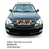 Front Grille for 2004-2009 Lexus GX470 High-Quality ABS Plastic Bumper Grill with 4 Amber LED Lights and Letters (Matte Black)