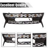 Front Grille for 2012-2015 Lexus LX570 TRD Style High-Quality ABS Plastic Bumper Grill with 4 Amber LED Lights and Letters (Matte Black)