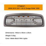 Front Grille For 2009 2010 2011 2012 Dodge RAM 1500 Grill, Big Horn Style with Letters & LED Lights