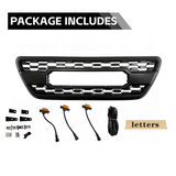 Front Grille for 2004-2009 Lexus GX470 High-Quality ABS Plastic Bumper Grill with 4 Amber LED Lights and Letters (Matte Black)