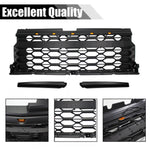 Front Grille for 2022-2024 Chevy Silverado 1500 Raptor Style Grill With LED Lights and Letters(Matte Black)