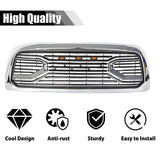 CNCT GRILLE For 2013-2018 Dodge Ram 2500/3500 Chrome Big Horn Front Hood Bumper Grill Grille WITH LETTERS & LEDS