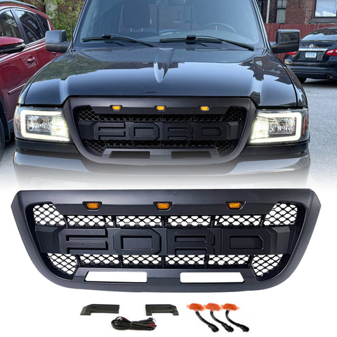 Grille for 2004 2005 2006 2007 2008 2009 2010 2011 Ford Ranger Raptor Style Grill with Letters & Lights