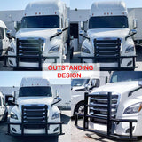 Deer Guard Compatible with  2018-2024 Freightliner Cascadia, Deer Bumper Guard w/Bracket 304 Stainless Steel Large Front Deer Guard Bumper (Style 4)