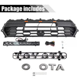 Front Grill for 2024 2025 Toyota Tacoma TRD PRO Grill Black Grille With Led & Light Bar & Letter