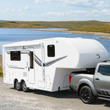 Manual RV Awning Retractable Complete Awning Kit ，White Frame-Blue Fabric, 11Ft(10'2'' Fabric)