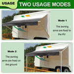 Manual RV Awning Complete Awning Kit，White Frame-Black Fabric, 15Ft(14'2'' Fabric)