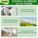 Manual RV Awning Complete Awning Kit，White Frame-Black Fabric, 15Ft(14'2'' Fabric)