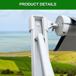 Manual RV Awning Complete Awning Kit，White Frame-Black Fabric, 15Ft(14'2'' Fabric)
