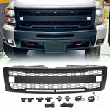 Grille for 2007-2013 Chevy Silverado 1500 Raptor Style Grill With 3+2 LED Lights & Emblem