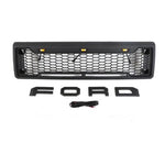 Grille for 1987-1991 Ford F150 Raptor Grill with F&R Letters and LEDs Matte Black