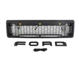 Grille for 1987-1991 Ford F150 Raptor Grill with F&R Letters and LEDs Matte Black