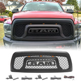 Black Front Grille Rebel Style Bumper Grill  For 2010-2018 Dodge Ram 2500 3500 w/ LED Lights & Letters