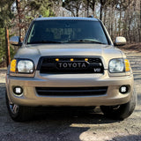 Grille for 2005-2007 Toyota Sequoia TRD Grill Grille with 3 Led Lights and Letters, Matte Black
