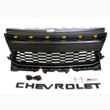 Grille for 2021-2023 Chevrolet Colorado Raptor Style Grill W/ Letters and LED Lights（matte black）
