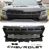 Grille for 2021-2023 Chevrolet Colorado Raptor Style Grill W/ Letters and LED Lights（matte black）