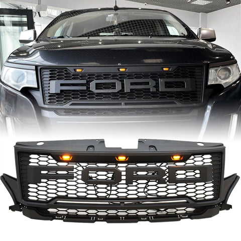 Front Grille for 2012 2013 2014 Ford Edge Raptor Style Grill W/ LED Lights & Letters