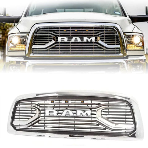 CNCT GRILLE For 2013-2018 Dodge Ram 2500/3500 Chrome Big Horn Front Hood Bumper Grill Grille WITH LETTERS & LEDS