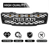 Front Black Grille for 2009-2016 Nissan Frontier Grill with Letters and Lights