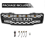 Front Black Grille for 2009-2016 Nissan Frontier Grill with Letters and Lights