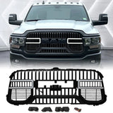 Front Bumper Grille for 2020-2024 Ram 2500/3500 Grill, with C-Shape Lights and Letters(No Bracket Frame), Matte Black