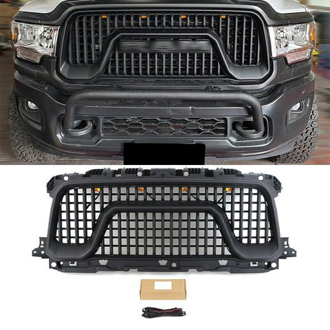 Grille for 2019 2020 2021 2022 2023 Dodge Ram 2500/3500 Mesh Style Grille with Letters and Lights