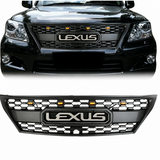 Front Grille for 2008-2011 Lexus LX570, Matte Black Grill with LED Lights