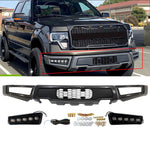 CNCT Raptor Style Front Bumper Compatible with 2009-2014 Ford F150 Charcoal Gray Bumpers With LED Fog Light Kit