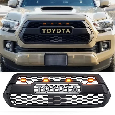 Front Grille for 2016 2017 2018 2019 2020 2021 2022 2023 Tacoma TRD Style Front Grille with Letters & Lights and TSS Sensor Cover