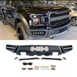 CNCT Front Bumper Fit for 2018 2019 2020 Ford F150 Charcoal Gray Bumpers With LED Fog Light Kit