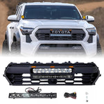 Front Grill for 2024 2025 Toyota Tacoma TRD PRO Grill Black Grille With Led & Light Bar & Letter